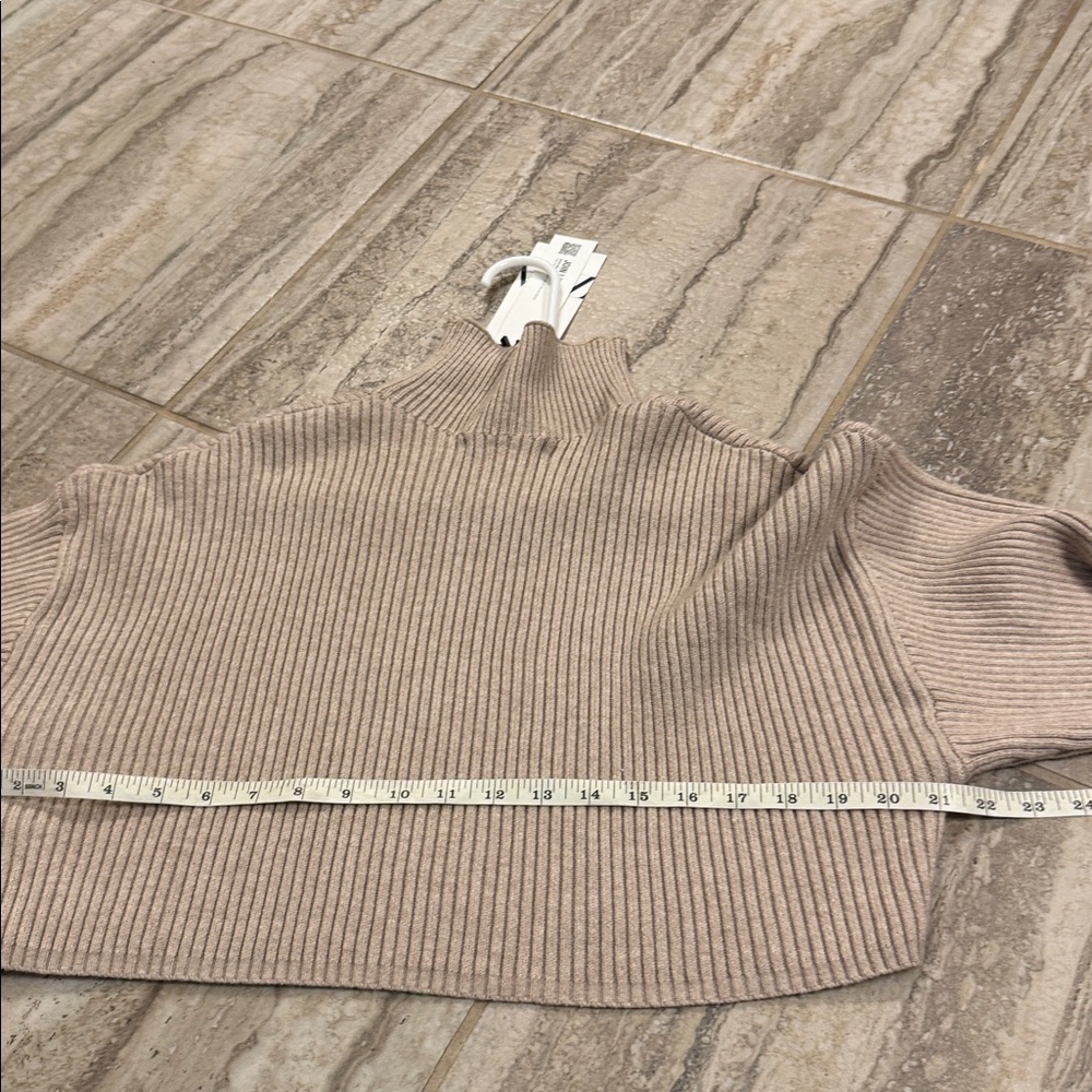 Zara Mock Neck Ribbed Sweater Tan Size - Picture 8 of 10